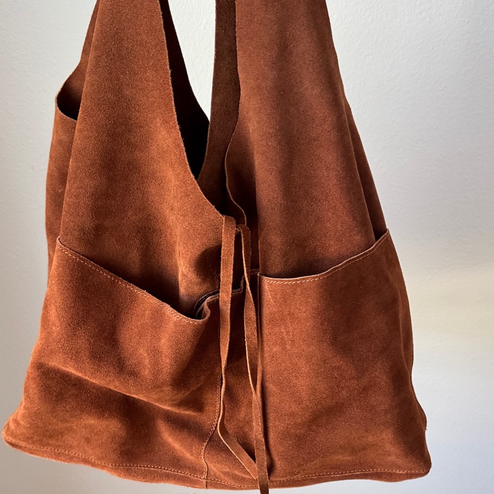 FREE PEOPLE Brown Suede Tote Bag NWOT - Picture 4 of 4